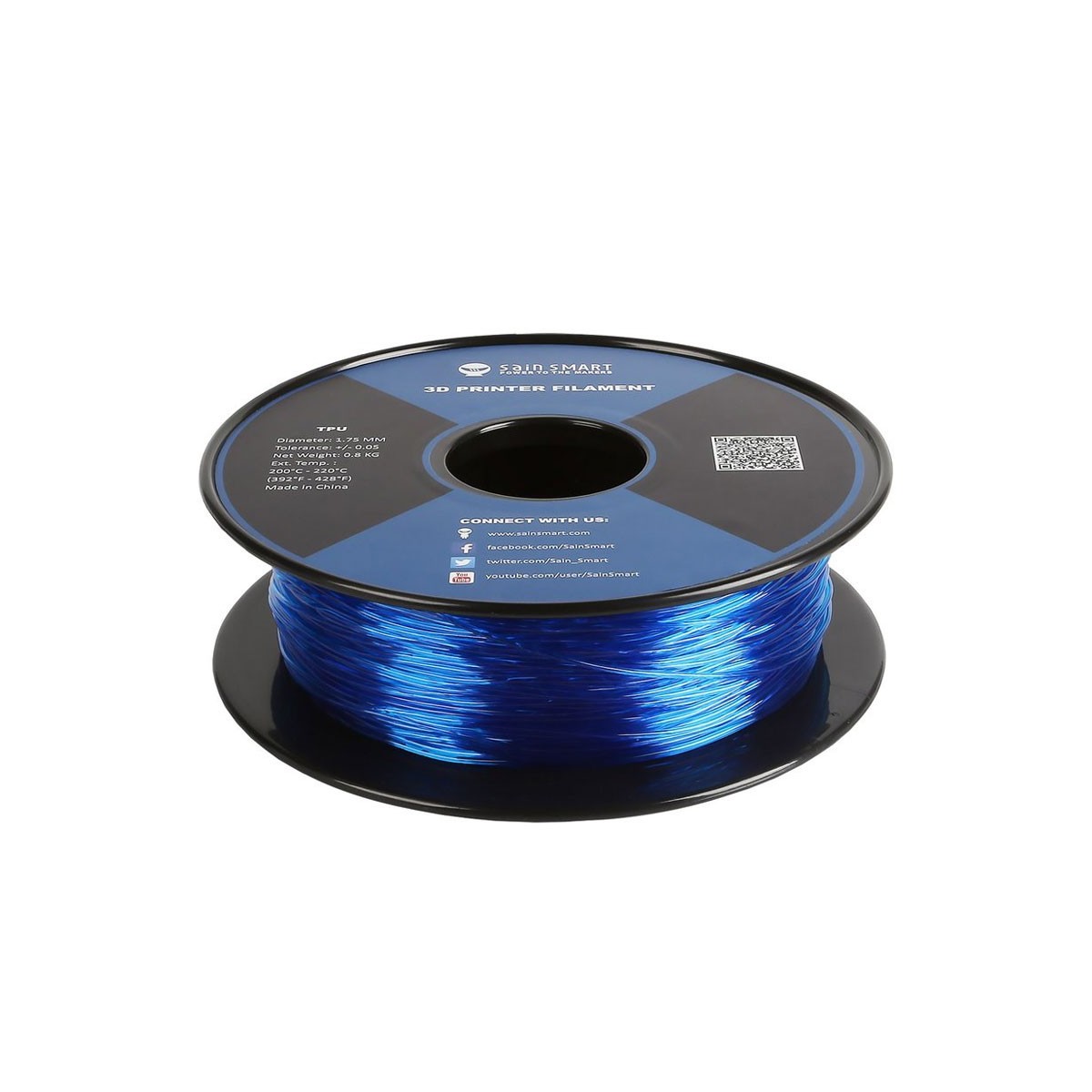 Sain Smart TPU Blu - Flexible Filament 1.75mm 0.8kg/1.76lb